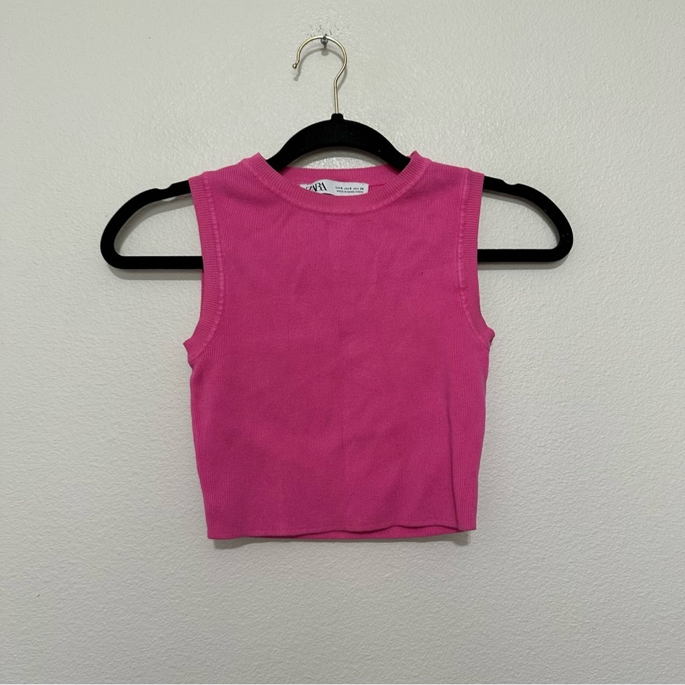 Zara Pink Ribbed Tank Top - Picture 2 of 4